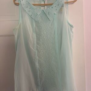 Laura Conrad Mint Green Sleeveless Blouse with Lace Detail large